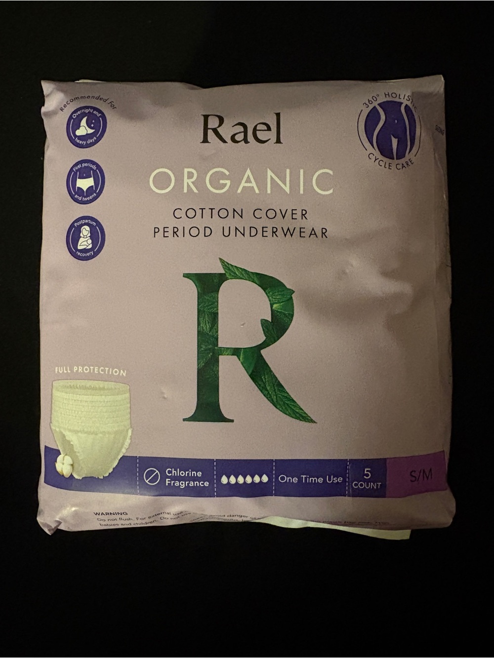Rael Organic Cotton Disposable Period Underwear S/M Heavy Flow 5 Count - Picture 2 of 6